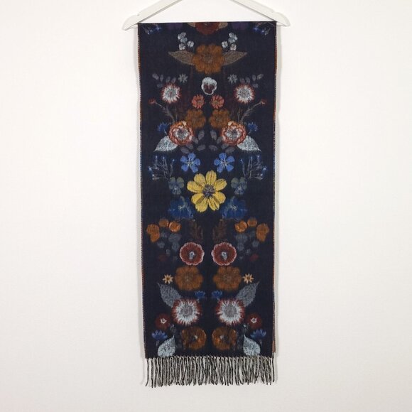 Fraas Navy Cashmink Flower Pattern Super Soft Scarf - Picture 1 of 7